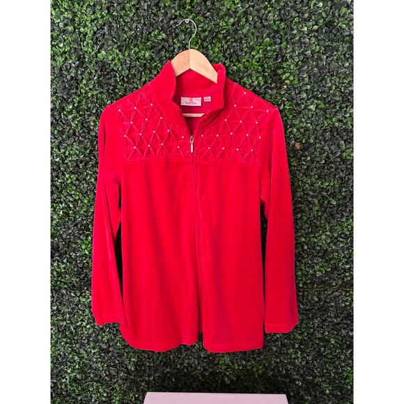 Vintage Quaker Factory Pink Velvet Light Jacket  Women’s size M - Picture 1 of 5